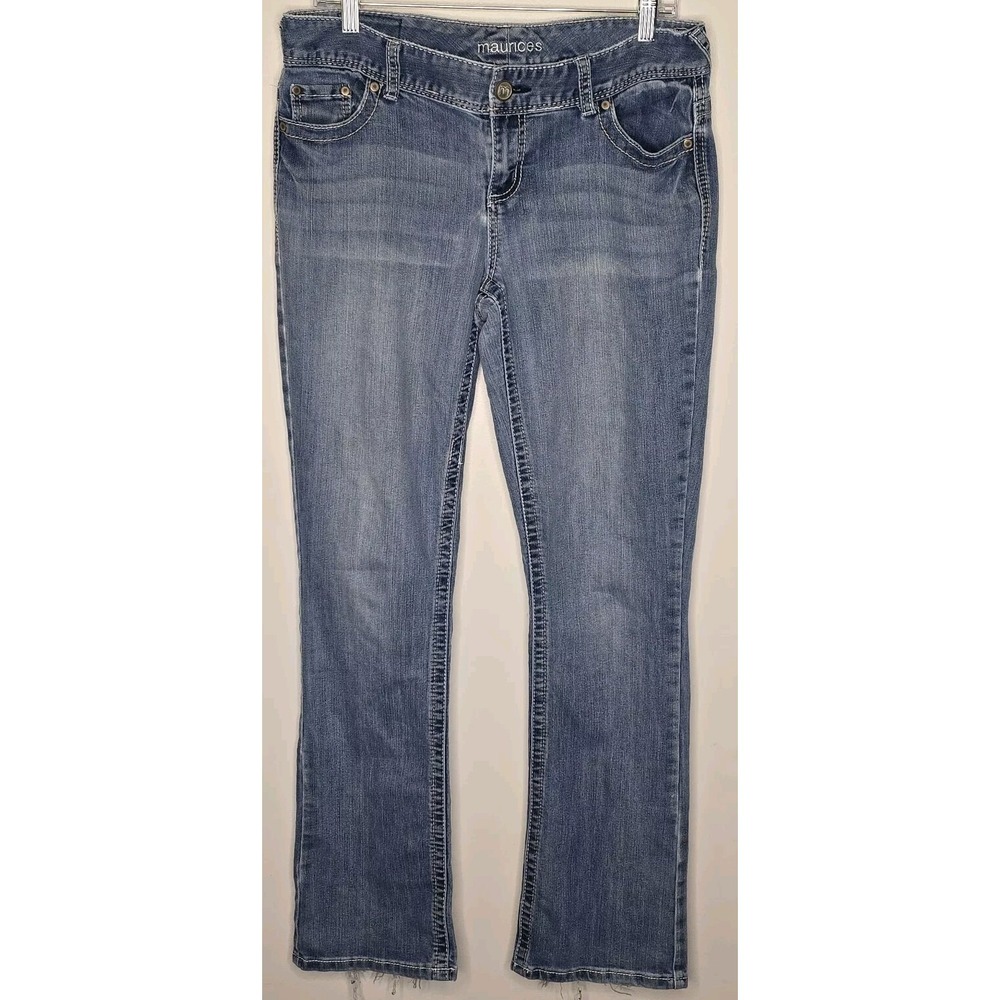 Maurices Jeans Juniors 9/10 Straight Low Rise Stretch Medium Wash Thick Stitch